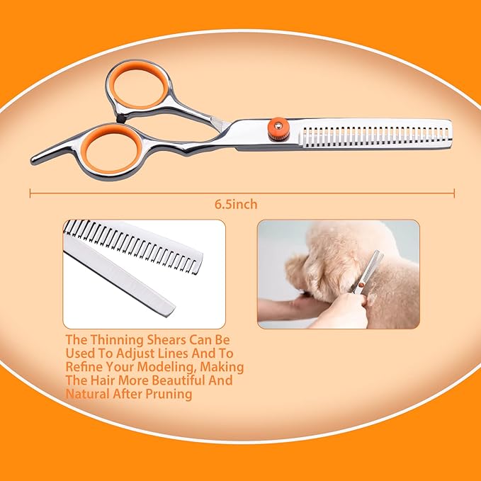 Dog Grooming Scissors Colorful Pet Trimming Scissors Set Professional Grooming Barber Scissors Kit 7 inch Stainless Steel Shears for Grooming and Hair Cutting