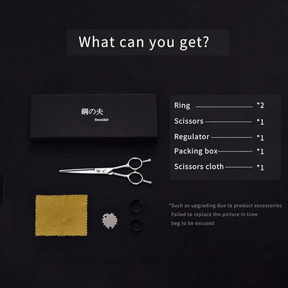 6 Inch Hair Cutting Scissors Straight Grooming Scissors for Small Dogs Cat & Hairstyle Sharp Haircut Scissors for Women Men Japanese Stainless Steel with Fine Adjustment Tension Screw