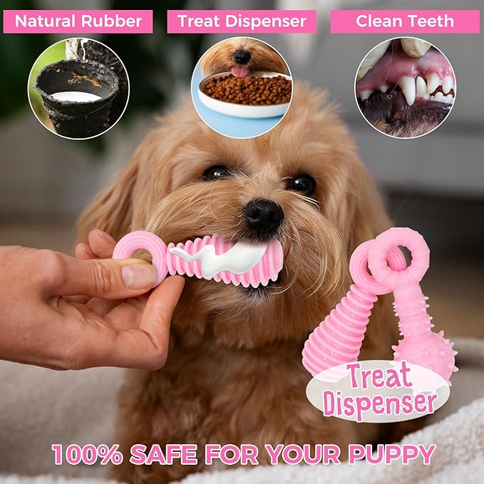 Puppy Toys, 9 Pack Puppy Chew Toys for Teething, Cute Pink Small Dog Toys, Puppy Teething Toys for Puppies, Soft Durable Interactive Dog Chew Toys for Puppy to Small Dogs