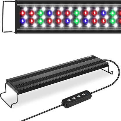 AQQA Aquarium Light,Full Spectrum Fish Tank Light for Plants,3 Mode+Timer+Adjustable Brightness,High Brightness LED Beads with Extendable Brackets for Freshwater (22W for 24-32inch)