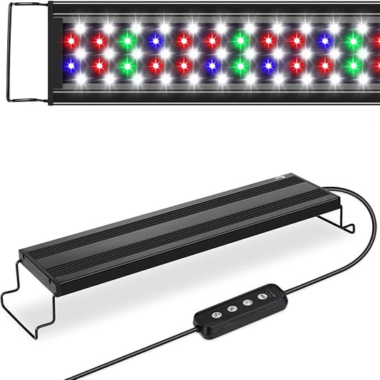AQQA Aquarium Light,Full Spectrum Fish Tank Light for Plants,3 Mode+Timer+Adjustable Brightness,High Brightness LED Beads with Extendable Brackets for Freshwater (22W for 24-32inch)