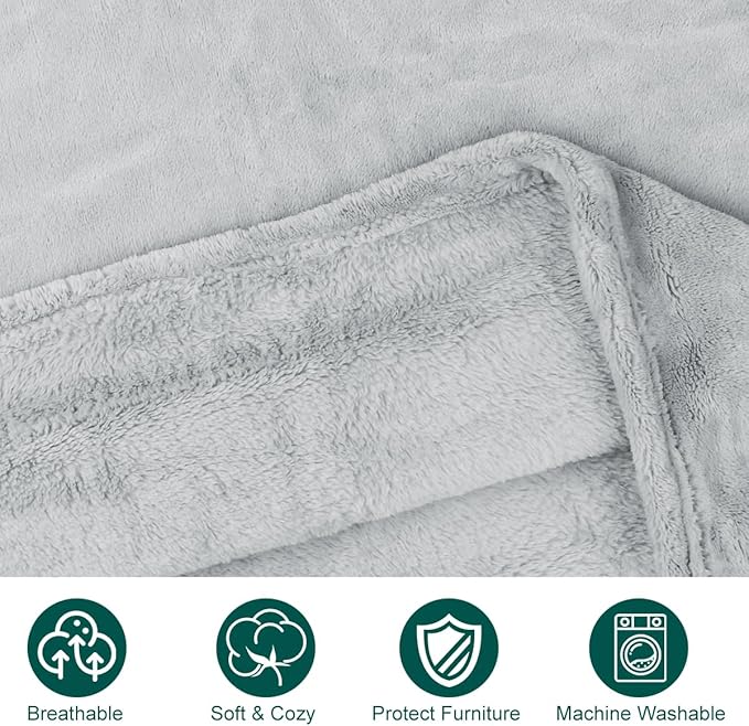 Onarway Dog Blanket Washable for Puppy: 4 Packs Dog Blankets 40”x28” - Fluffy Soft Small Throw for Cat Puppy Kitten Dogs - Fleece Pet Blankets for Bed Sofa Car and Indoor - Light Grey