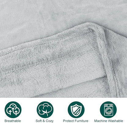 Onarway Dog Blanket Washable for Puppy: 4 Packs Dog Blankets 40”x28” - Fluffy Soft Small Throw for Cat Puppy Kitten Dogs - Fleece Pet Blankets for Bed Sofa Car and Indoor - Light Grey