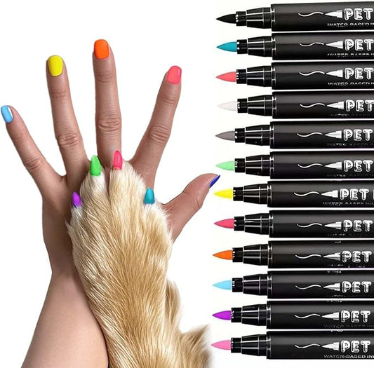 Dog Nail Polish Pens,12 Colors Dog Claw Care Nail Polish, Waterproof Acrylic Paint Pens, Quick Dry Dog Nail Markers for DIY Pet Nails
