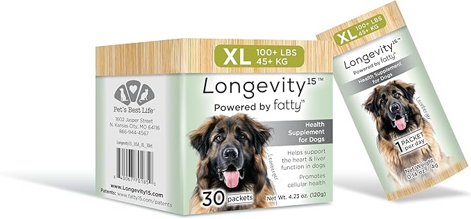 Yummy Combs Longevity15  C15:0  Fatty Acid Health Supplement for Dogs  Healthy Pet Supplies  for Extra Large Dogs, 3 Pack