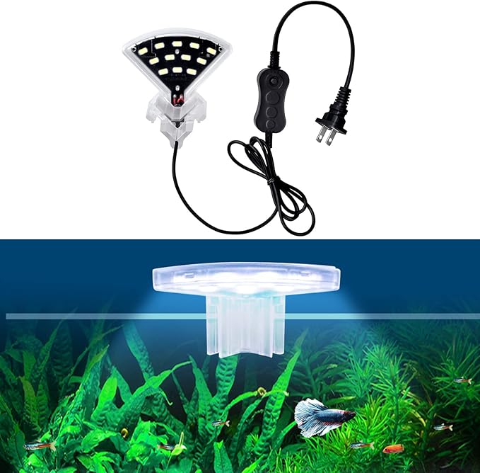 WEAVERBIRD Aquarium Light M3 Fan Shape Fish Tank LED Light 5W 12 LED Planted Clip Lamp for 4-10Inch 6mm Thick Fish Tanks