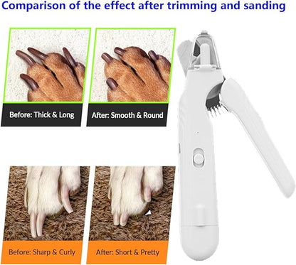 Dog Nail Grinder & Nail Clippers 2-in-1 Upgrade, Professional Electric Rechargeable Pet Nail Trimmer Painless Claw Grooming and Smooth, for Small, Medium, Large Dogs & Cats (White, Electric)