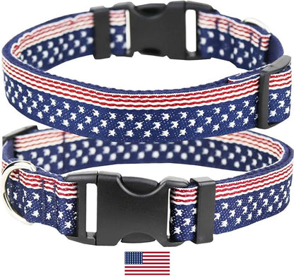 American Flag Dog Collars Adjustable Basic Dog Collar Soft Comfortable Pet Collar (S)