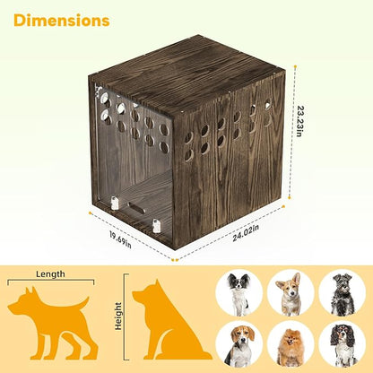 Dog Crate Furniture, SAUCE ZHAN Dog Kennel with Cushion for Small/Medium Dogs, End Side Table Wooden Crate for Pets Indoor, Brown
