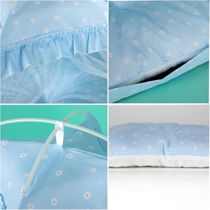 Cat Princess Bed Tent House - Kitty Cute Tent Indoor,Small Dog House Indoor/Outdoor Cave Nest Bed Small Dog Tent for Cat,Puppy Tent (15.7"x15.7"x14.5"/Blue)