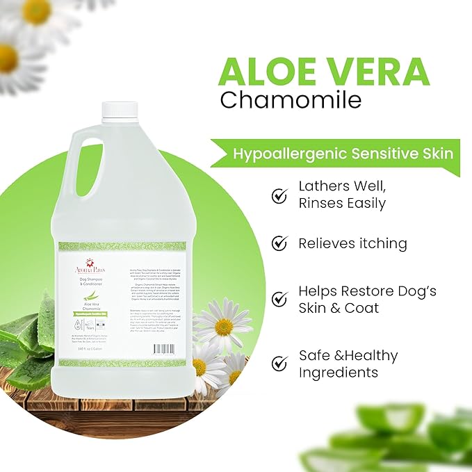 Dog Shampoo and Conditioner - Tearless Dog Shampoo for Cleansing, Grooming, and Conditioning Sensitive Skin - Moisturizing Shampoo for Dogs and Puppies - Fragrance-Free, 1 Gallon