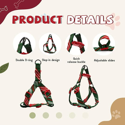 Dog Harness for Large Dogs Step-in Adjustable Dog Harness, Red Mix Green,L
