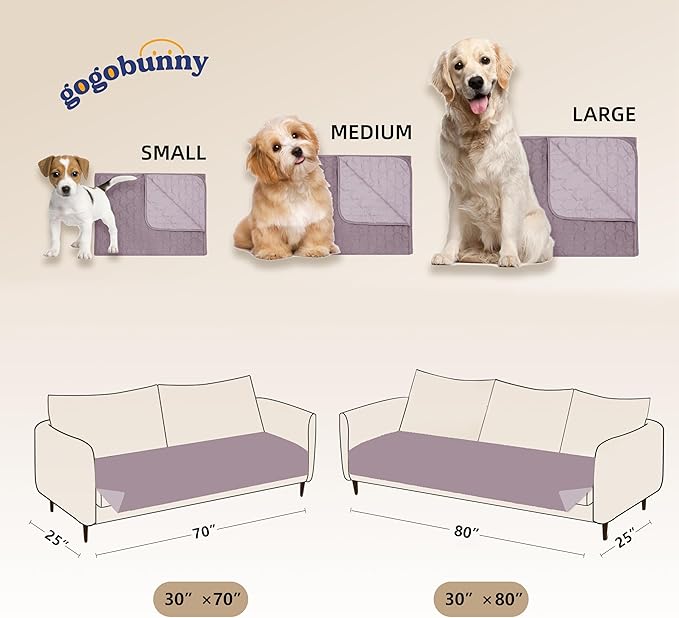 gogobunny 100% Double Sided Waterproof Dog Blanket Soft Pet Bed Cover Reversible Protect Furniture Couch Sofa Car for Puppy Cat Kids (Dark Sea Fog/Light Sea Fog, 30x80 Inch (Pack of 1))