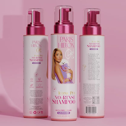 Paris Hilton Pet Iconic Lavender Scent No-Rinse Dog Shampoo, Waterless Dog Wash, Hypoallergenic, 280ml  Quick Clean for Dogs, Easy Grooming, No Rinse Needed