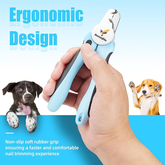 Large Dog Nail clippers with Sharp Stainless Steel Blade for Smooth Cutting, Ergonomic TPE Handle Special Baffle to Avoid Flying Nail Fragments, Hidden Nail File (Large/Medium)