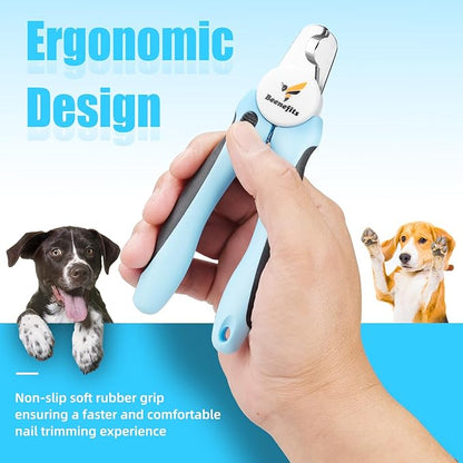 Large Dog Nail clippers with Sharp Stainless Steel Blade for Smooth Cutting, Ergonomic TPE Handle Special Baffle to Avoid Flying Nail Fragments, Hidden Nail File (Large/Medium)
