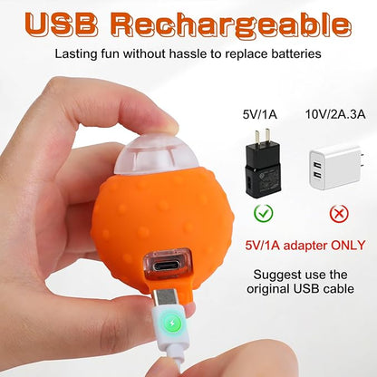 Interactive Cat Toy Ball, Touch Activated Cat Toys for Indoor Cats with Chirping Bird, Automatic Rolling Ball, Rechargeable Self Play Kitten Toys