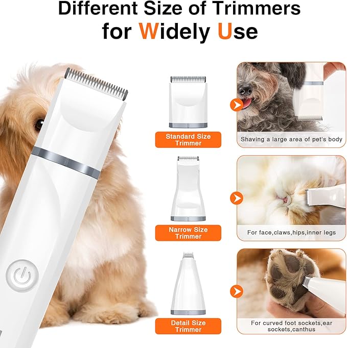 ENERTWIST Dog Clippers Grooming Kit,4 in 1 Low Noise Dog Paw Trimmer and Nail Grinder for Small Pets,Cordless Quiet Cat Grooming Kit for Pet Hair Around Ears, Eyes, Face, Paws