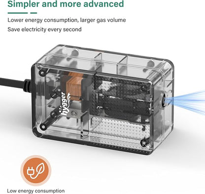 hygger See-Through Air Pump for Aquarium: Adjustable Oxygen Pump，Silent Powerful Aerator Pump 1.5W 1 Air Outlets Ultra Silent for Small Fish Tank,Hydroponic Systerm, Household Commercial Use