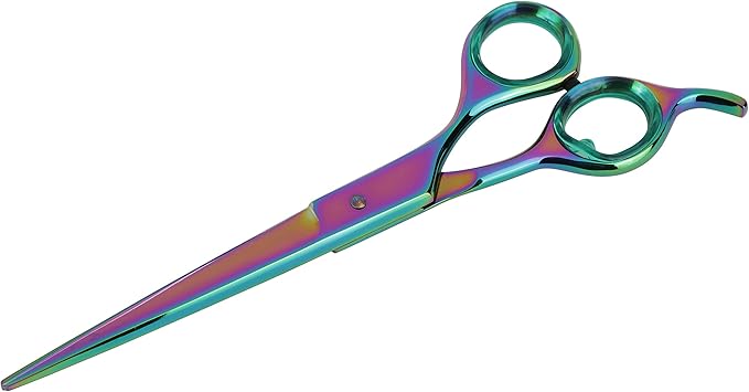 Dog Hair Scissors for Grooming - 7.5 Inch Straight Rainbow - Beautiful, Comfortable, Ergonomic, Professional, Durable, Sharp - Cutting Sheers