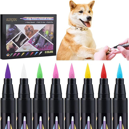 Dog Nail Polishï¼ Dog Nail Polish Pens Quick Dry-8 Colors, Pet Nail Polish Set for Dogsï¼ DIY Dogs Puppy Nails, Dog Safe Nail Polish Non Toxic, Odorless, Easy to Apply