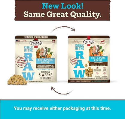 Primal Kibble in The Raw, Freeze Dried Dog Food, Fish & Pork, Scoop & Serve, Made with Raw Protein, Whole Ingredient Nutrition, Crafted in The USA, Dry Dog Food 5.4 lb Bag