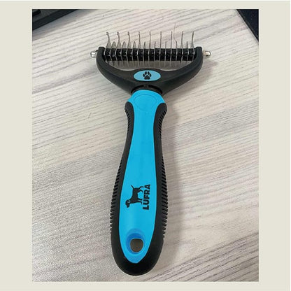 Pet hair remover comb, grooming brush, detangler, hair brush, double-sided blades. Friendly Dog Brush for Shedding & Effective Hair. Shedding Comb and Dematting Tool for Grooming