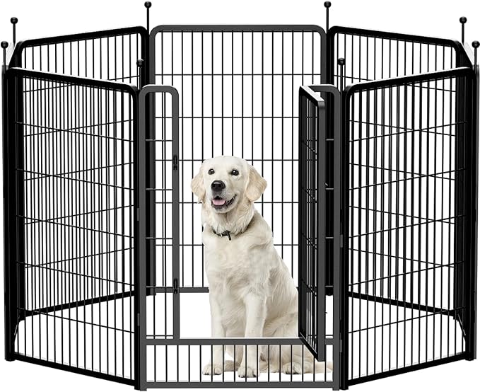 Dog Playpen,Portable Outdoor Dog Fence, Dog Playpen for Large/Medium/Small Dogs, Dog Fences for The Yard,with Doors Foldable Metal (8 Panels, 45 inch)