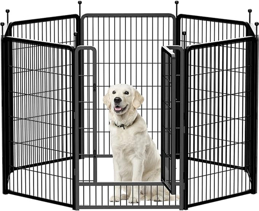 Dog Playpen,Portable Outdoor Dog Fence, Dog Playpen for Large/Medium/Small Dogs, Dog Fences for The Yard,with Doors Foldable Metal (8 Panels, 45 inch)