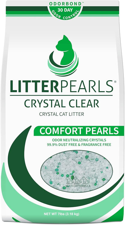 Litter Pearls Crystal Clear Unscented Non-Clumping Crystal Cat Litter with Odorbond, 7 lb