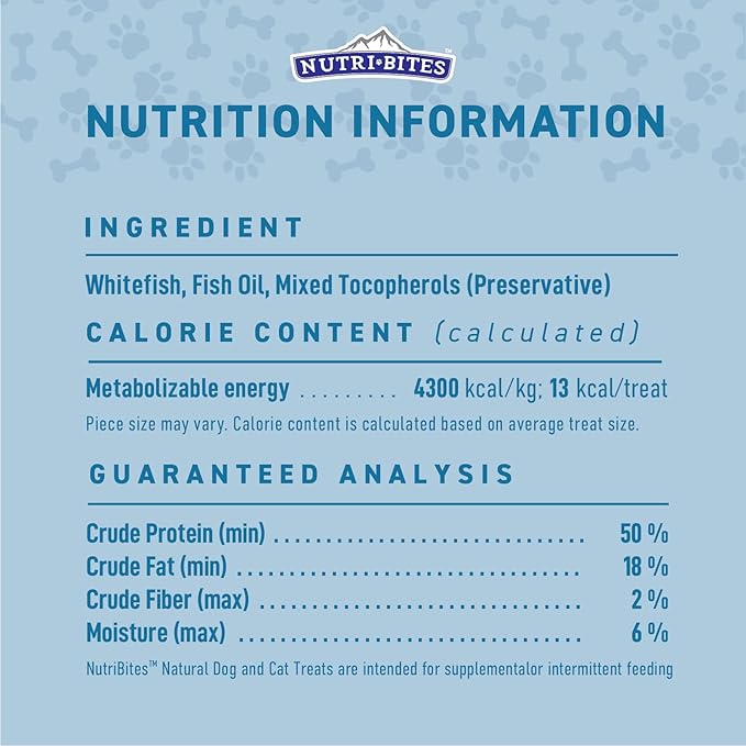 Nutri Bites Freeze Dried Whitefish Dog & Cat Treats, 9 oz | Healthy Pet Training Treats or Food Topper | All Natural, High Protein | Great for Puppy, Small, Medium, or Large Breeds