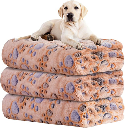 Dog Blankets for Dogs, 3 Pack Large Blanket Medium Dog Cat Soft Fuzzy Blankets Washable,Comfort Flannel,Fuzzy Soft Blankets for Dogs,Pet Blanket,Reversible Cow Print,41 x 31 inchï¼_lue