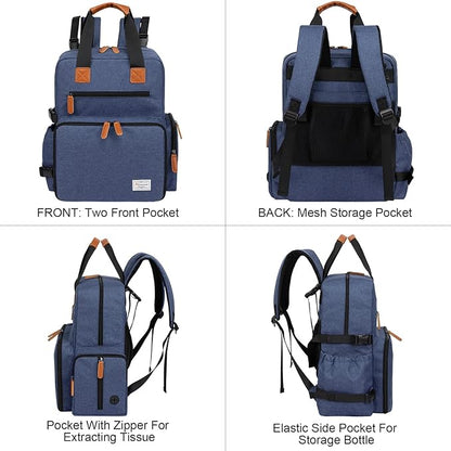 Modoker Dog Travel Bag, Airline Approved Backpack for Pet Accessories Organizer, Tote Weekend Bag with 2 Dog Food Storage Containers, 2 Collapsible Dog Bowls, 1 Pet Mat, Blue