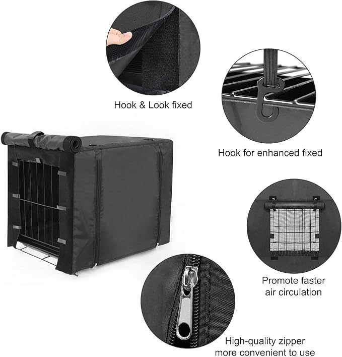 Durable Dog crate cover Double Door for large pet cover Kennel Covers Universal Fit for 48 inches Wire Dog Crate (48 Inch (48" L x 30" W x 33" H))-Black