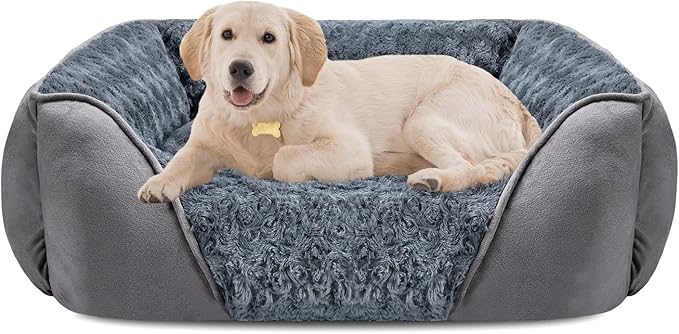 INVENHO Large Dog Bed for Large Medium Small Dogs, Rectangle Washable Dog Bed, Orthopedic Dog Bed, Soft Calming Sleeping Puppy Bed Durable Pet Cuddler with Anti-Slip Bottom L(30"x24"x9")