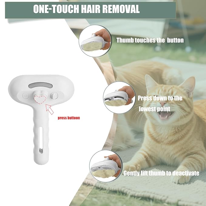 3 - in - 1 Pet Steam Brush for Cats & Dogs - Suitable for All Hair Types! One - Click Spray; Comfortable Massage; Superior Deshedding & Skin Care; Quiet Operation at 36dB (White)