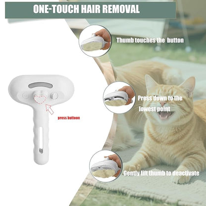 3 - in - 1 Pet Steam Brush for Cats & Dogs - Suitable for All Hair Types! One - Click Spray; Comfortable Massage; Superior Deshedding & Skin Care; Quiet Operation at 36dB (White)