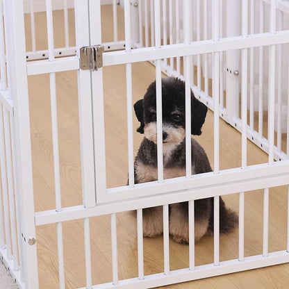 Dog Playpen - 32" Height Dog Pen, Heavy Duty Puppy Pen with Door, Safe & Sturdy, Easy Assemble for Indoor/Outdoor Pet Playpen (6 Panels with Door, White)