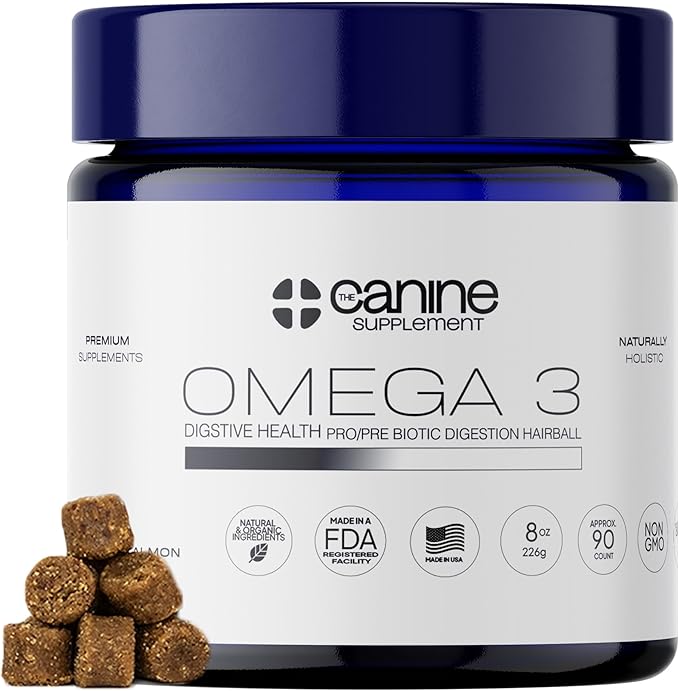 Omega 3 for Dogs – Wild-Caught Norwegian Salmon Oil – Soft Chews for Skin, Coat, Joints & Heart – Natural EPA & DHA – Peanut Flavor – 90 Count
