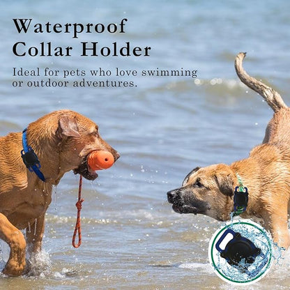 Dog Tracker, Pet Location Tracker with Collar Holder for Dogs, Item Finder MFi Certificated Tracking Device, No Monthly Fee, Works with iOS Find My (Black and Blue)