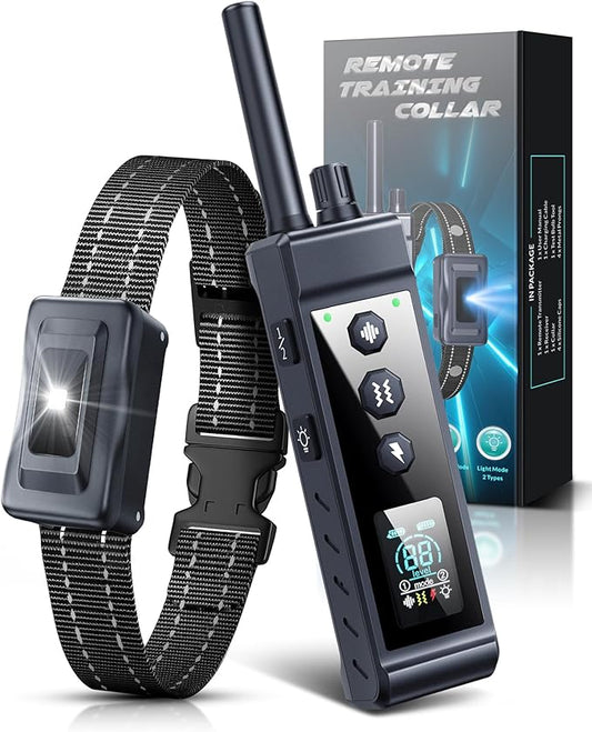 Dog Shock Collar 4265Ft Dog Training Collar with Remote for Large Medium Small Dogs, IP67 Waterproof with 4 Safe Training Modes, Security Lock, Dog Bark E-Collar for All Breeds(Navy Blue 1 Pack)