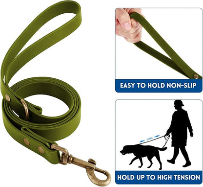Wisedog Dog Collar and Leash Set, Waterproof Adjustable Puppy Collars with Cute Tag 6FT Dog Leash with Poop Bag for Small Medium Large Dogs (XL(Collar:16"- 25.5";Leash:6 ft), Green)