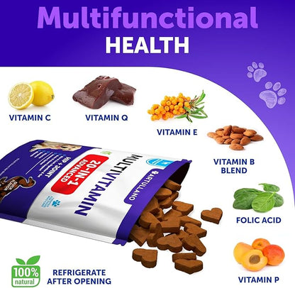20 in 1 Dog Multivitamin with Glucosamine - Chewable Dog Vitamins and Supplements - Senior & Puppy Multivitamin Chews for Pet Hip & Joint Support, Immunity, Mobility, Skin, Digestion - 70 Soft Treats