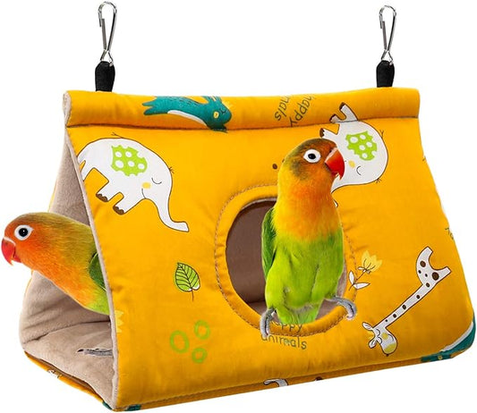 Rypet Winter Warm Bird Nest House - Hanging Hammock Velvet Shed Hut Cage Plush Fluffy Birds Hideaway Sleeping Bed Fuzzy for Parrot Parakeet Cockatiels Budgies Lovebird Smallï¼_ellowï¼