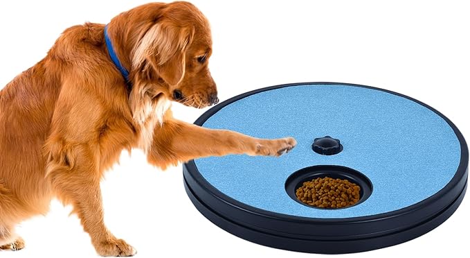 3 in 1 Rotatable Round Dog Scratch Board with Food Storage Compartment Box Nail Grinder Claw Care, Stress-Free Dog Scratch Pad (Blue)