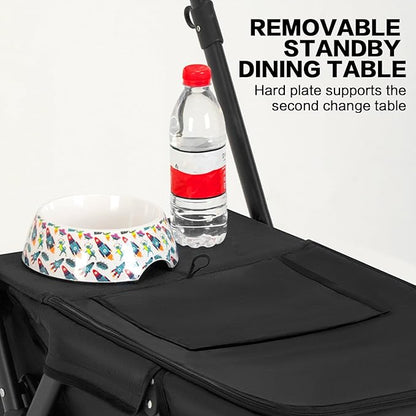 Pet Stroller Cat Dog Stroller Travel Folding Pet Carriers（Black）