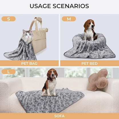 Luciphia 1 Pack 6 Dog Blankets Cat Soft Fluffy Fleece Pet Blanket Warm Cute Print Design Puppy Kitten Doggy Paw Grey Medium(30"x20")