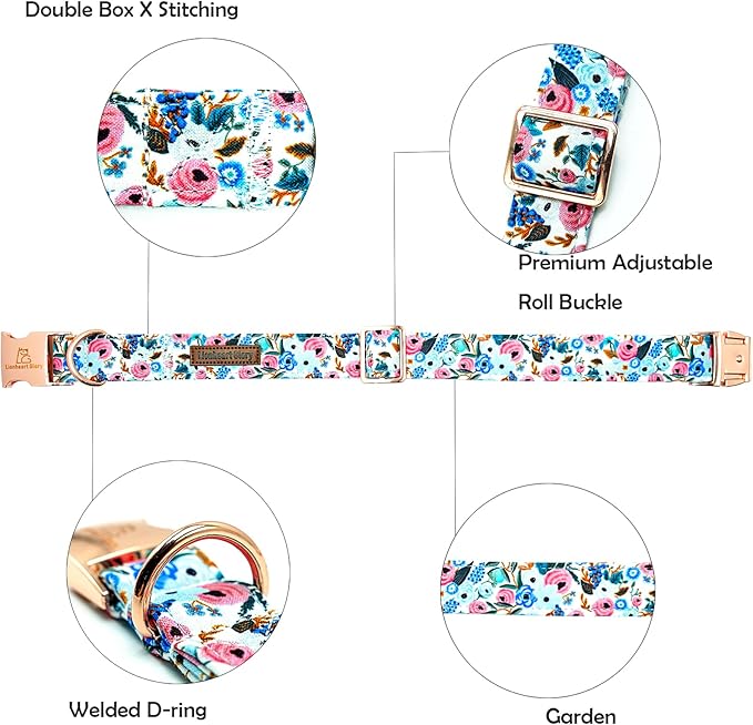 Lionheart glory Dog Collar Pink Flower Dogs Collar Spring Summer Cute Collars Dog Girl or Boy Soft Durable Adjustable Dog Collars for Large Dogs Pet Gift