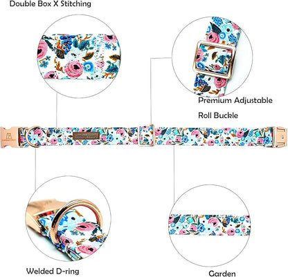 Lionheart glory Dog Collar Pink Flower Dogs Collar Spring Summer Cute Collars Dog Girl or Boy Soft Durable Adjustable Dog Collars for Large Dogs Pet Gift