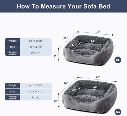 JOEJOY Rectangle Dog Bed for Large Medium Small Dogs - Washable Orthopedic Sofa Bed, Soft Breathable Puppy & Pet Cuddler, Durable Calming Dog Bed with Anti-Slip Bottom, Multiple Sizes, Dark Grey